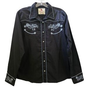 Ranger's Womens Size XL Western Snap Button Embroidered Long Sleeve‎ Shirt Rodeo